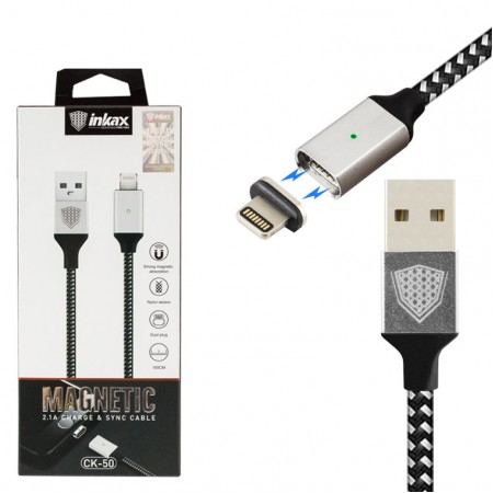 USB кабель inkax CK-50 магнитный Lightning 1м черный