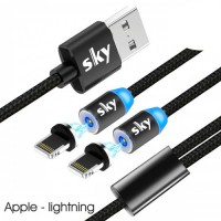 Кабель магнитный USB SKY (R DUAL-line) Apple-lightning (120 см) Black