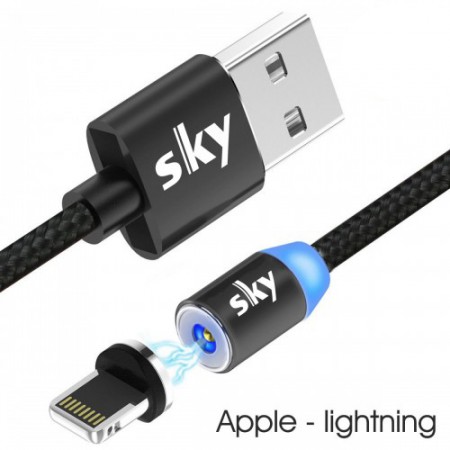Кабель магнитный USB SKY (R-line) Apple-lightning (100 см) Black