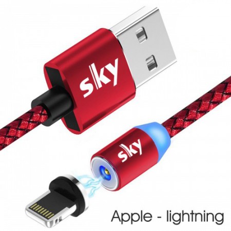 Кабель магнитный USB SKY (R-line) Apple-lightning (100 см) Red