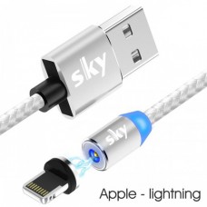 Кабель магнитный USB SKY (R-line) Apple-lightning (100 см) Silver