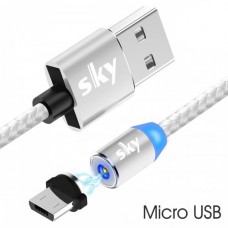 Кабель магнитный USB SKY (R-line) Micro USB (100 см) Silver