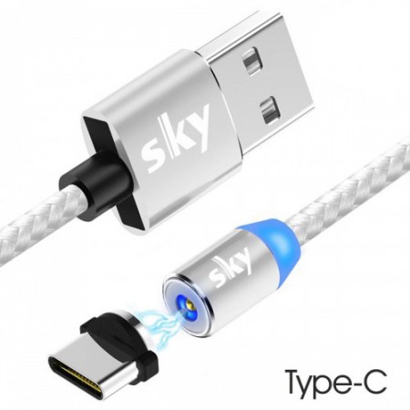 Кабель магнитный USB SKY (R-line) Type-C (100 см) Silver