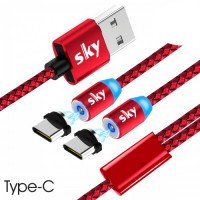 Кабель магнитный USB SKY (R DUAL-line) Type-C (120 см) Red