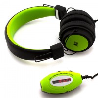 Наушники с микрофоном MP3 FM дисплей AT-SD36 салатовые