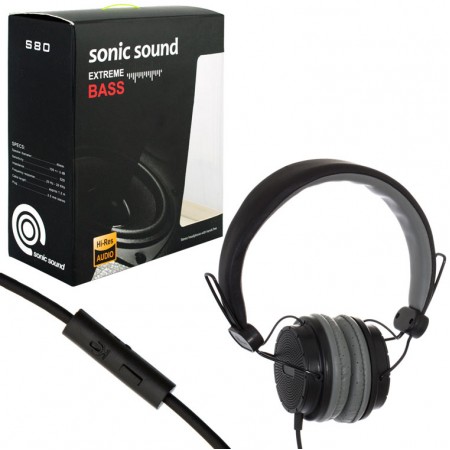 Наушники с микрофоном Sonic Sound E111 черно-серые