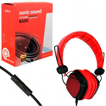 Наушники с микрофоном Sonic Sound E168A красные
