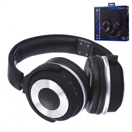 Bluetooth наушники с микрофоном X2 SY-BT1611SP + колонка 2в1 черные