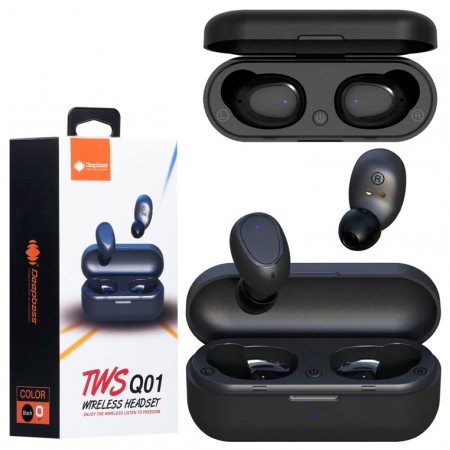 Bluetooth наушники с микрофоном DeepBass TWS Q01 черные