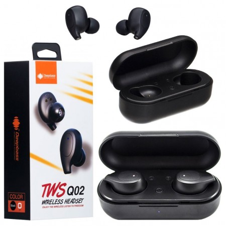 Bluetooth наушники с микрофоном DeepBass TWS Q02 черные
