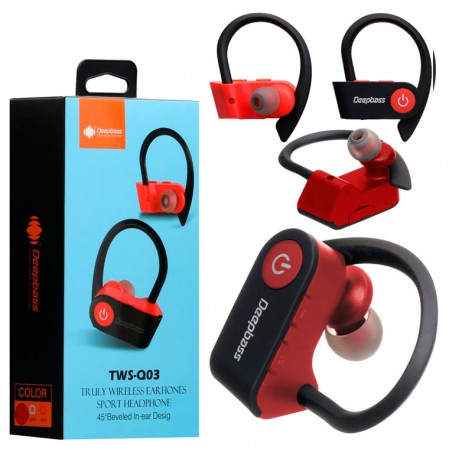 Bluetooth наушники с микрофоном DeepBass TWS Q03 красные