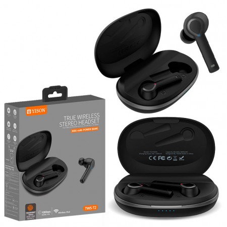 Bluetooth наушники с микрофоном Yison TWS-T2 черные
