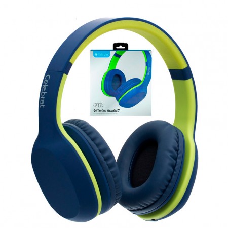 Bluetooth наушники с микрофоном Celebrat A18 сине-зеленые