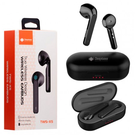 Bluetooth наушники с микрофоном DeepBass TWS-X5 черные