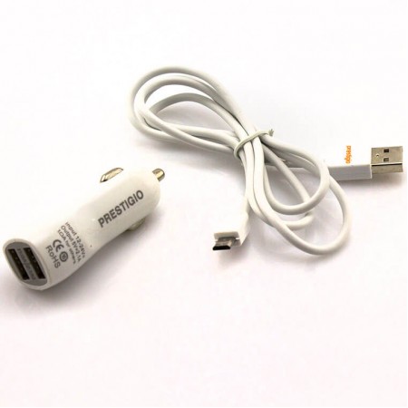 АЗУ блистер PRESTIGIO 2USB 3,1A (2in1) micro USB white
