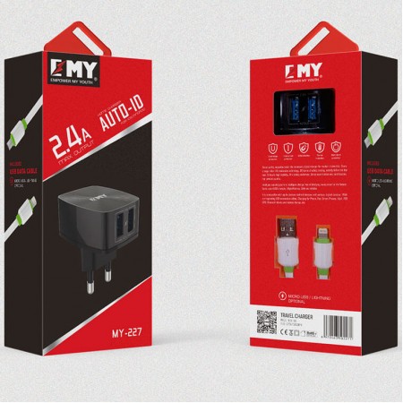 СЗУ EMY MY-227 Micro USB 2USB 2.4A black