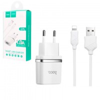 СЗУ HOCO C11 2в1 Apple Lightning (1 USB/1A) белый