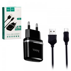 СЗУ HOCO C12 2в1 micro-USB (2 USB/2.4A) черный