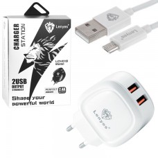 Сетевое зарядное устройство Lenyes LCH019 2USB 2.4A micro-USB white