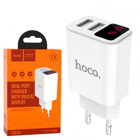 Сетевое зарядное устройство Hoco C63A 2USB 2.1A white