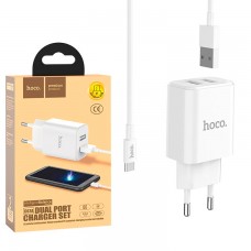Сетевое зарядное устройство Hoco C62A 2USB 2.1A micro-USB white