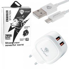 Сетевое зарядное устройство Lenyes LCH019 2USB 2.4A micro-USB white